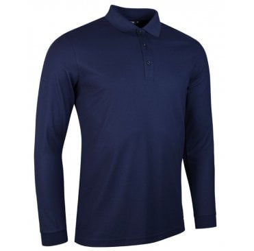 Mens Long Sleeve Performance Pique Golf Polo Shirt