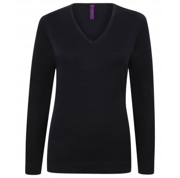Ladies Lightweight Cotton Acrylic V Neck Sweater