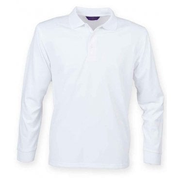 Henbury Unisex Long Sleeve Coolplus Pique Polo Shirt