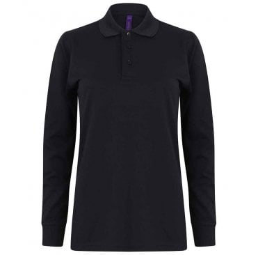 Henbury Unisex Long Sleeve Coolplus Pique Polo Shirt
