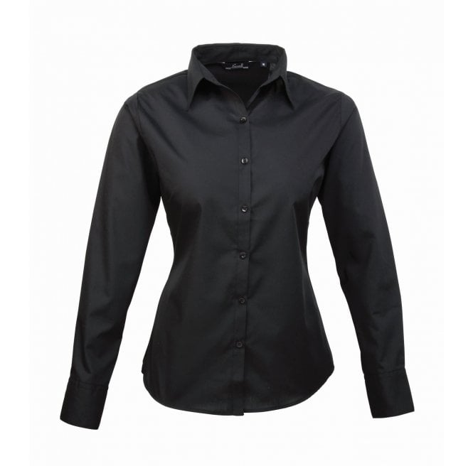 Premier Ladies Long Sleeve Poplin Blouse 