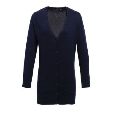 Ladies Longline V Neck Cardigan 