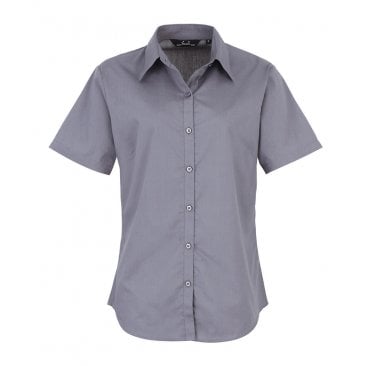 Ladies Short Sleeve Poplin Blouse