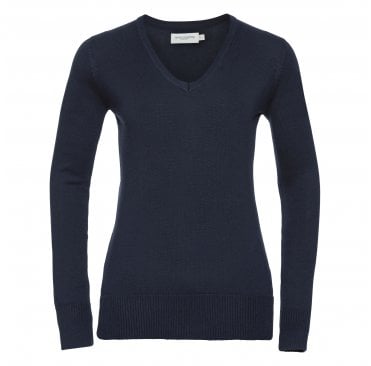 Ladies Cotton Acrylic V-Neck Sweater