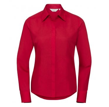 Ladies Long Sleeve Fitted Poplin Shirt
