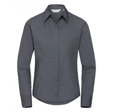 Ladies Long Sleeve Fitted Poplin Shirt